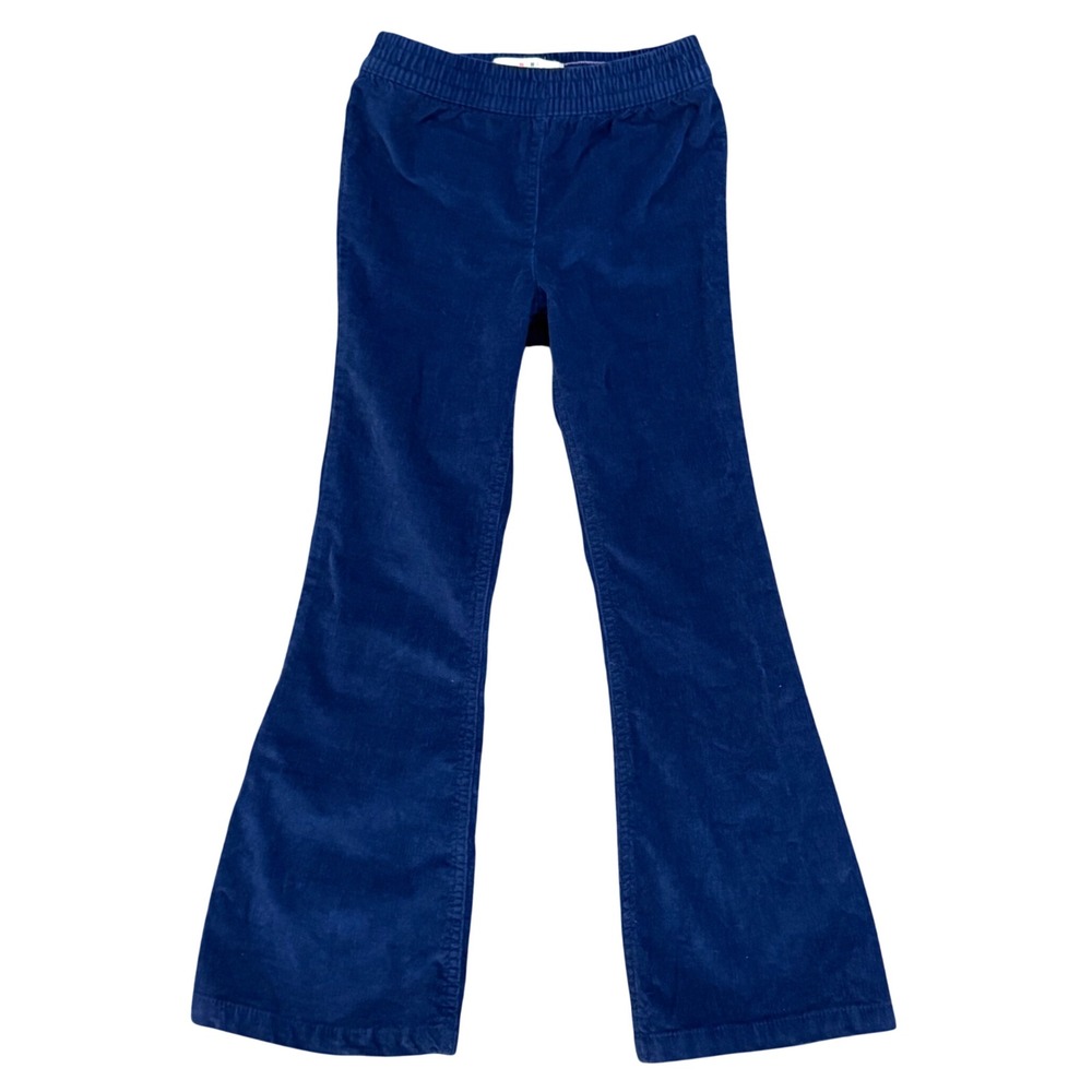 Mini Boden Girls Blue Corduroy Flare Pants Bell Bottoms Elastic Waist 7-8Y